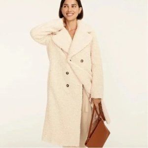 Double-breasted teddy sherpa topcoat | Dusty Ivory | Size Medium